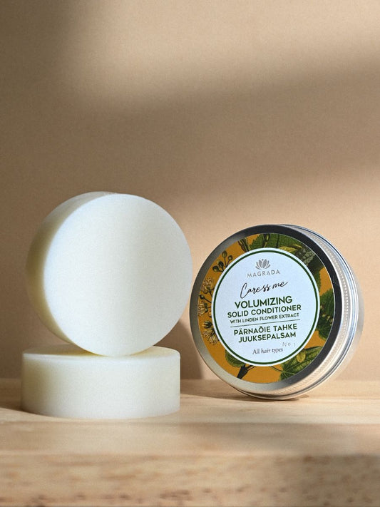 Volumizing solid conditioner with linden flower extract